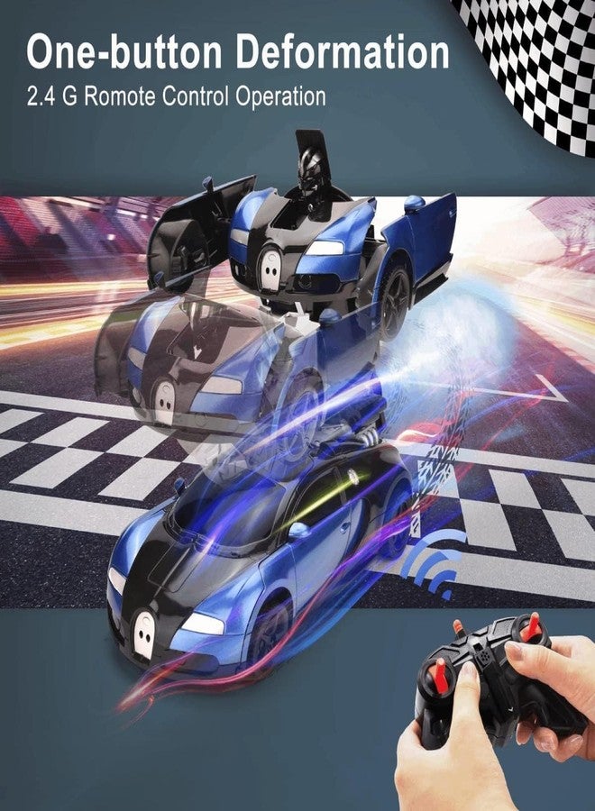 Cable World 3 in 1 RC Car, Robot Car and Smoke Car for Kids, Remote Control Vehicle with One Button Change, 360° Rotating Drifting 1:14 Scale (Blue) - Image 5
